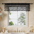 Rinwoc Black Lace Semi-Sheer Kitchen Valance Curtains – Vintage Floral Lace by Rinwoc