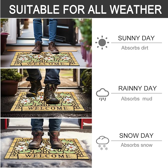CHICHIC Welcome Door Mat 24 x 36 Inch Front Doormat Outdoors - Image 6