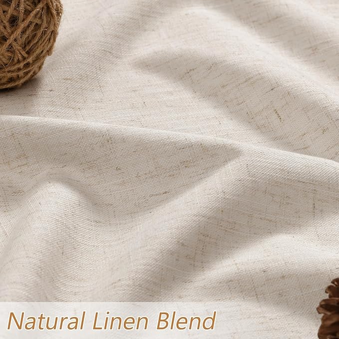 Guken 100% Blackout Linen Curtains 80 Inch Length 2 Panels Set - Image 3
