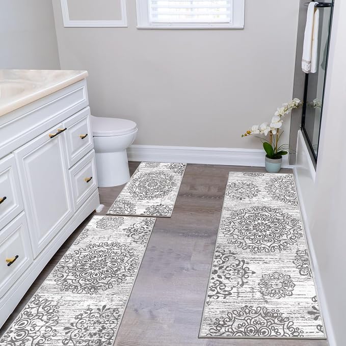 HEBE Farmhouse Kitchen Rugs Sets of 3 Non Slip Washable Boho Kitchen Rugs and - Image 6