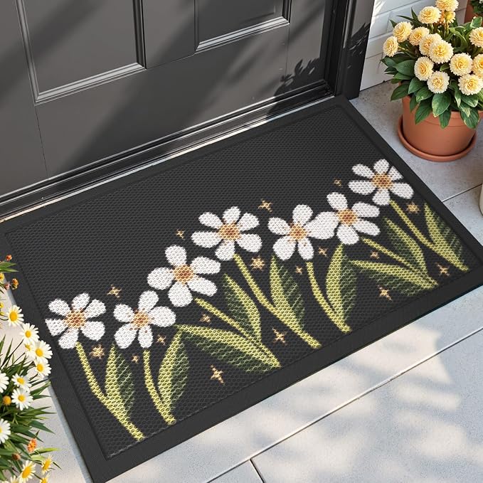 DEXI Front Door Mat Outside Entrance, 17x30 Spring Entryway Doormat Dirt Trapper by DEXI