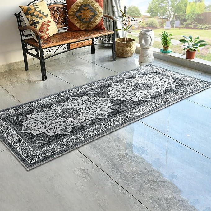 Runner Rug for Bedroom, 2x6Ft Machine Washable Area Rugs, Vintage Non-Slip Low - Image 7