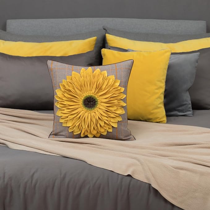 OiseauVoler 3D Sunflower Handmade Throw Pillow Cover Decorative Pillowcase - Image 3