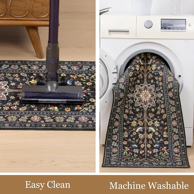 HEBE Boho Kitchen Rugs Sets of 3 Non Slip Washable Farmhouse Kitchen Rugs and - Image 6
