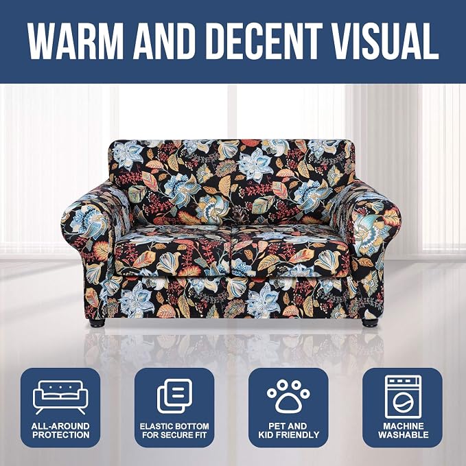 hyha Couch Cover, Loveseat Covers, Floral Pattern, 3 Pieces, Sofa Slipcovers - Image 8