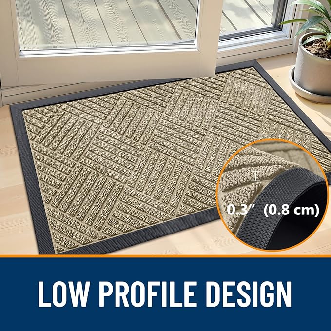 OLANLY Front Door Mat Outside Entrance 33x21, Heavy Duty Sturdy Natural Rubber - Image 4