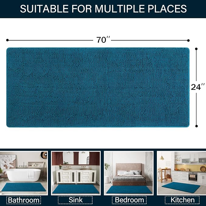 LOCHAS Luxury Bathroom Rug Shaggy Bath Mat 24 x 70 Inch, Washable Non Slip Bath - Image 2