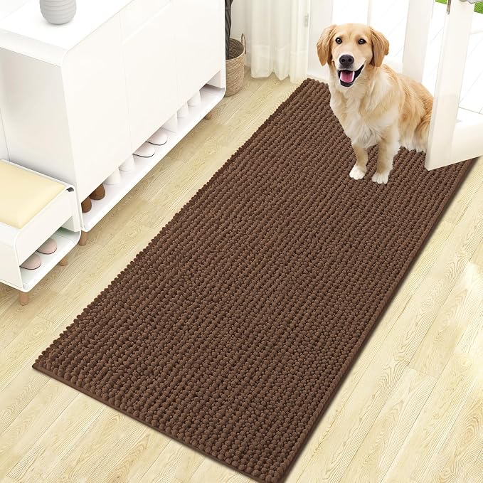 OLANLY Dog Door Mat for Muddy Paws 47x24, Ultra Absorbent Chenille Mud Doormat by OLANLY