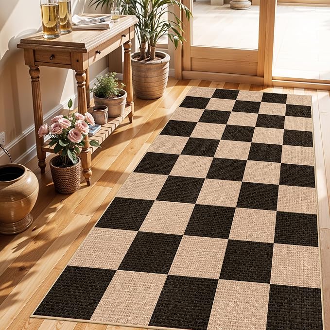3x6 Kitchen Runner Rug Washable Non Slip: Diamond Pattern Faux Jute Rug by BYYVOORugsforYourHome