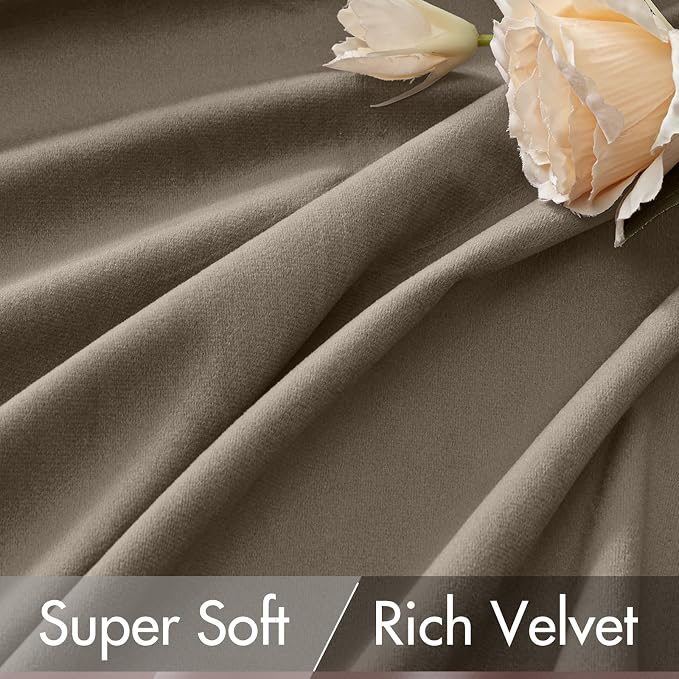 MIULEE Taupe Velvet Curtains 108 inches - Image 4