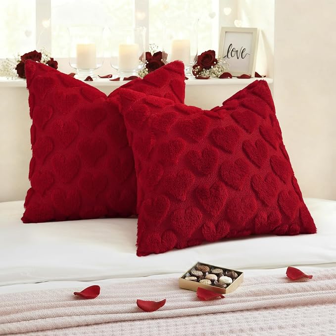 decorUhome Valentine’s Day Soft Plush Throw Pillow Covers 16x16 Inch Set of 2 - Image 3