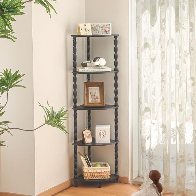 MaxSmeo Corner Shelf, 5-Tier Corner Bookshelf, Stylish Corner Storage Display - Image 2