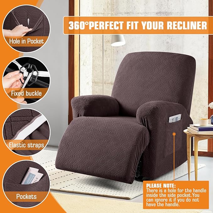 VANSOFY Recliner Chair Cover, 3-Pieces Stretch Recliner Covers - Image 5