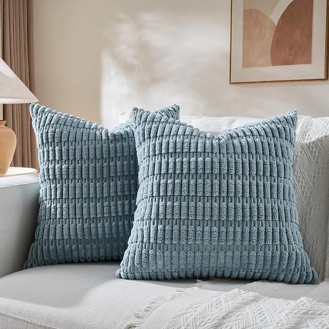 Fancy Homi 4 Packs Boho Light Blue Decorative Throw Pillow Covers 20x20 Inch - Image 5