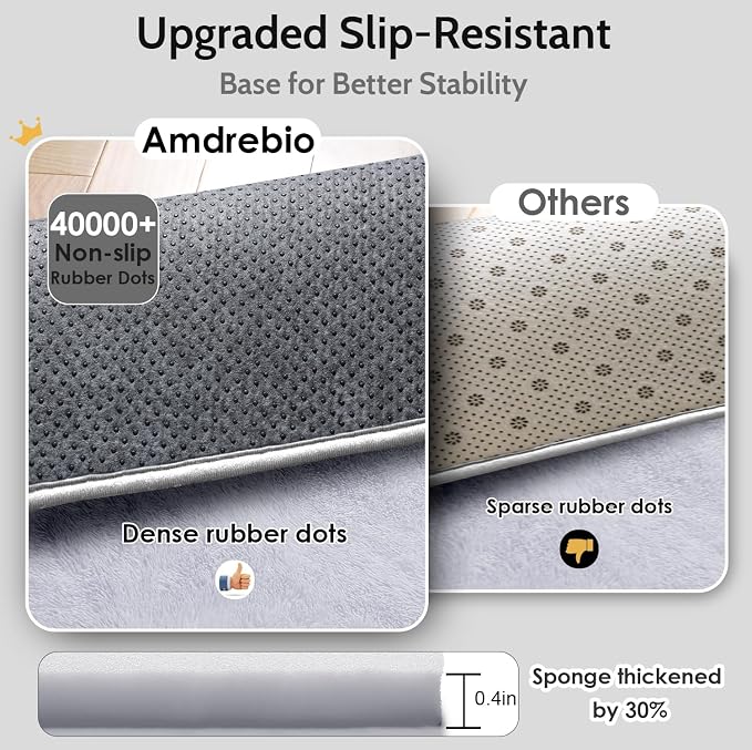 Amdrebio White Area Rugs for Bedroom, Shag Fluffy Rug for Living Room, Modern - Image 5