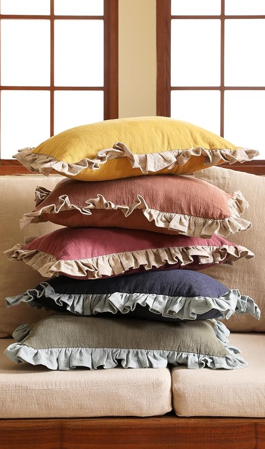 patdrea Yellow Shabby Chic Decorative Throw Pillow Covers 12x20 Set of 2 - Image 8