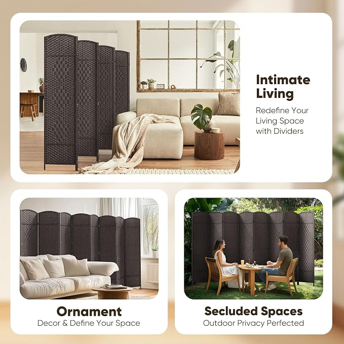 JOSTYLE Room Divider 6ft. Tall Extra Wide Room Partition Wall, 8 Panel Foldable - Image 7