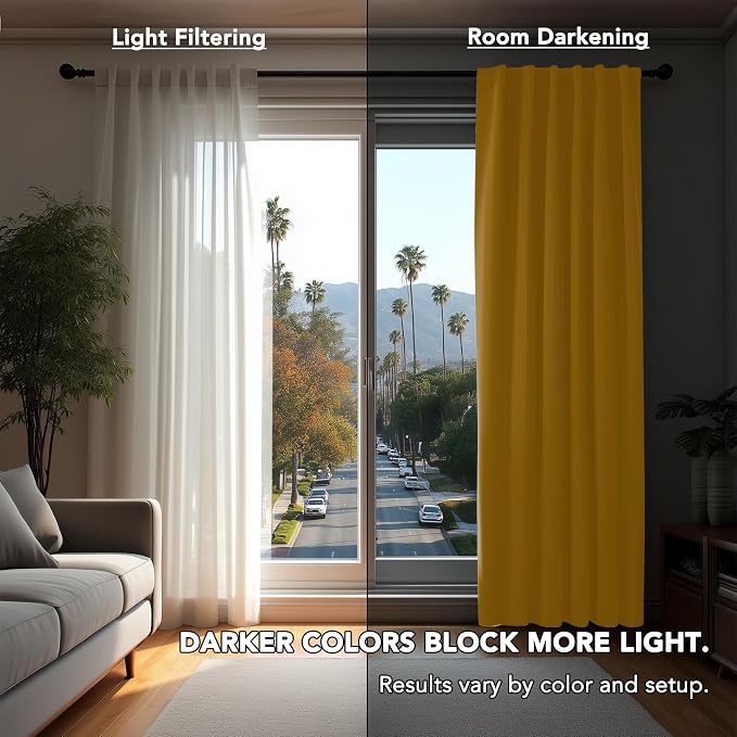 Deconovo Blackout Curtains, Thermal Insulated, W52 x L45 2 Panels, Back Tab - Image 3