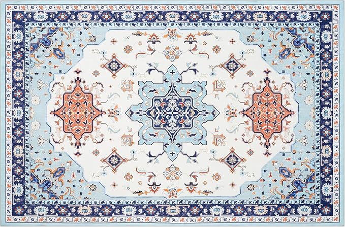 Phantoscope Washable Area Rug 4'x6' Non-Slip, Vintage Boho Rugs - Image 2