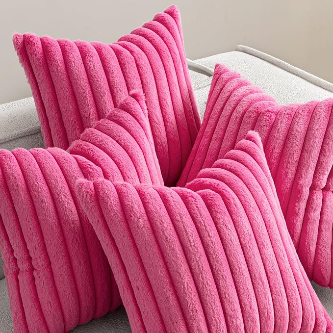 MIULEE Faux Fur Plush Decorative Throw Pillow Covers 18x18 Set of 4, Spring - Image 5