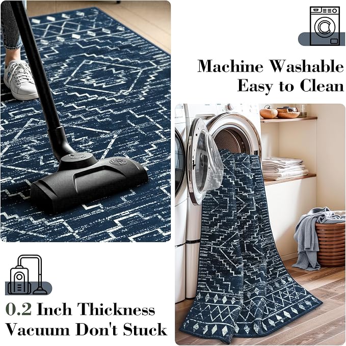Wonnitar Moroccan Bathroom Rug, Washable 2x3 Small Bath Mat, Boho Tribal Soft - Image 3