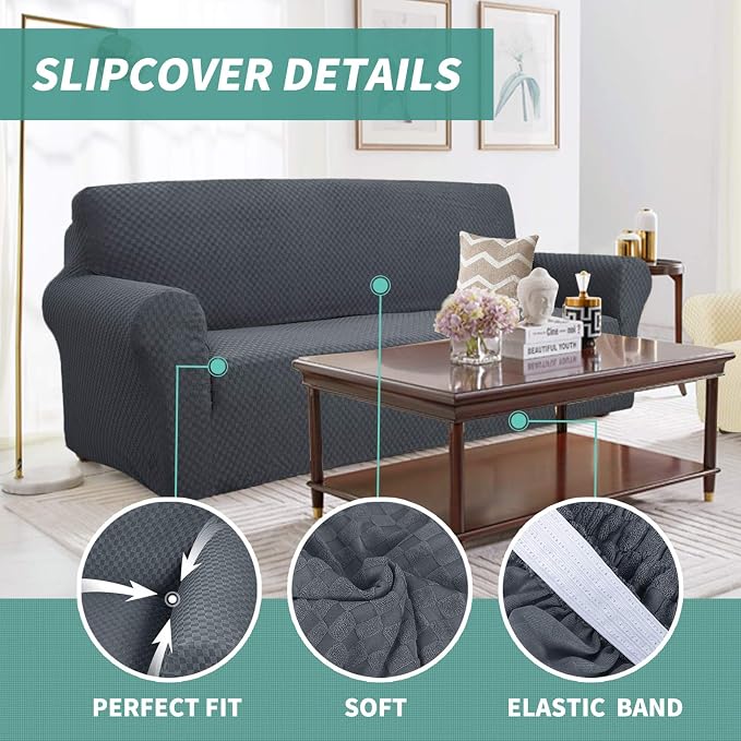 YEMYHOM Couch Cover Latest Jacquard Design High Stretch Sofa Chair Covers - Image 3