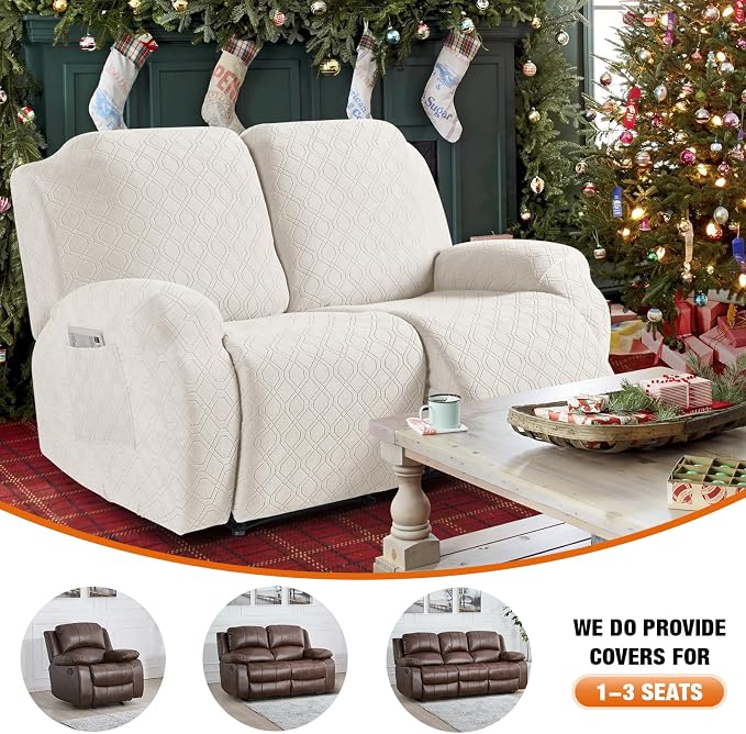 VANSOFY Recliner Cover, 2-Pieces Stretch Reclining Couch Cover - Image 3