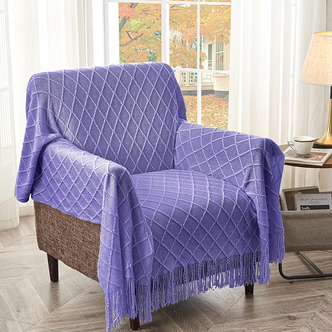 inhand Cornflower Blue Knitted Throw Blanket - Image 6