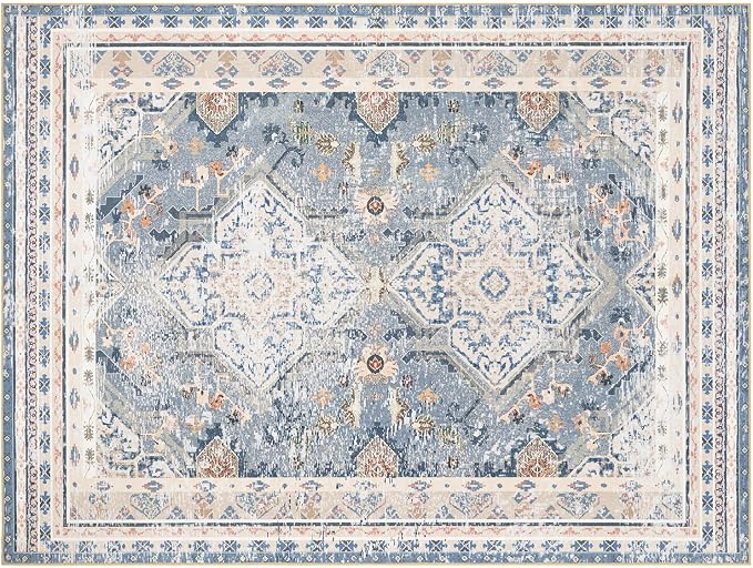 Phantoscope Washable Area Rug 9'x12' Non-Slip, Vintage Neutral Rugs - Image 2