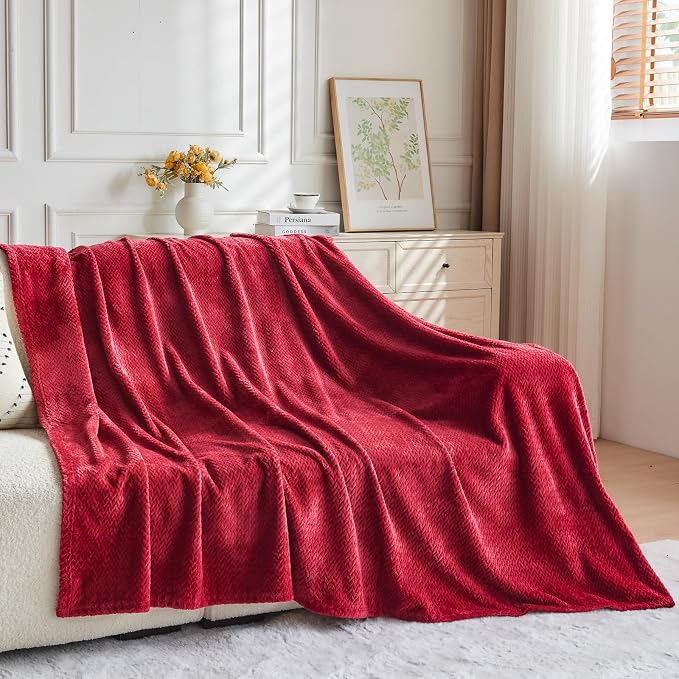 NEWCOSPLAY Super Soft Throw Blanket Red Premium Silky Flannel Fleece Leaves - Image 8