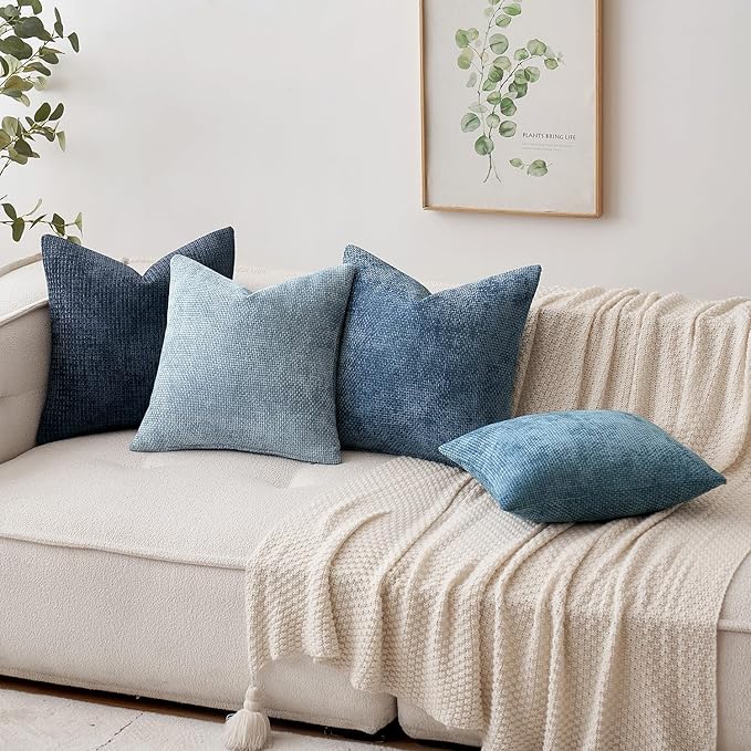 MIULEE Pack of 2 Couch Throw Pillow Covers 18x18 Inch Coastal Smoke Blue Modern - Image 3