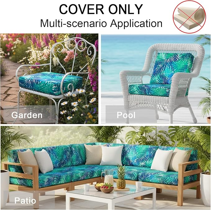 NettyPro Outdoor Cushion Slipcovers Waterproof 4 Pack Patio Chair Seat Cushion - Image 8