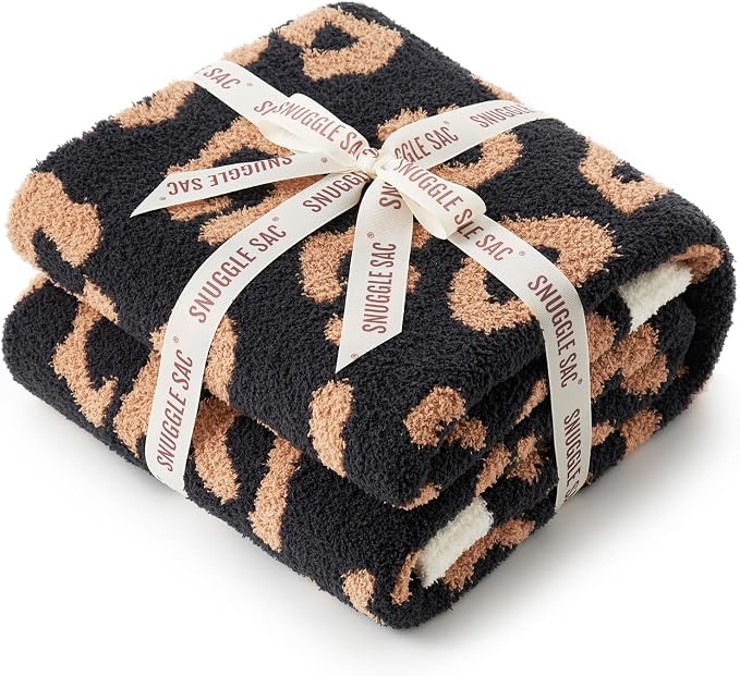 Snuggle Sac Black Leopard Throw Blanket - Image 2