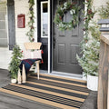 KOZYFLY Striped Front Door Mat 3x5 Ft Brown and Black Front Door Rug Cotton by KOZYFLY