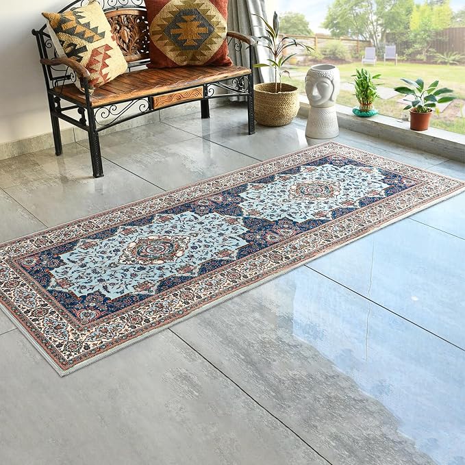 Runner Rug for Bedroom, 2x6Ft Machine Washable Area Rugs, Vintage Non-Slip Low - Image 6