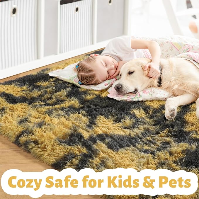 Amdrebio Black Gold Yellow Grey Rugs - Image 2