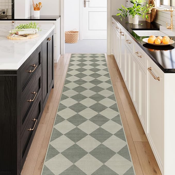 Beeiva Checkered Print Runners for Hallways Non Slip 2.5x12, Moroccan Plaid - Image 4