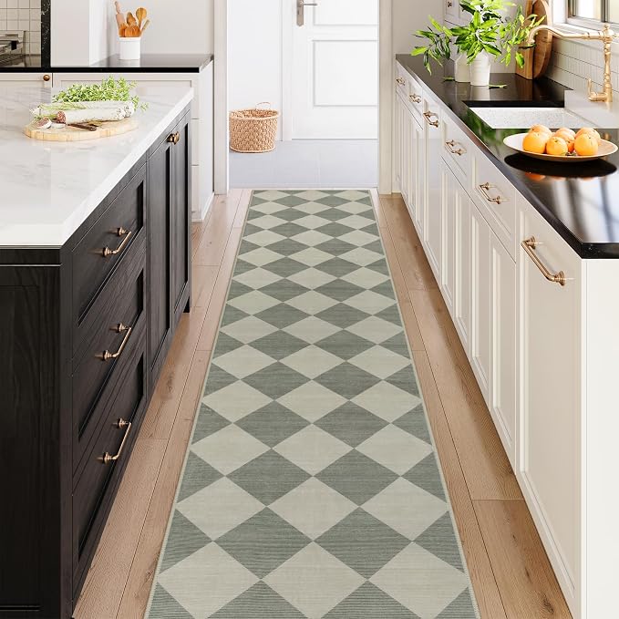 Beeiva Checkered Print Runners for Hallways Non Slip 2.5x12, Moroccan Plaid - Image 4