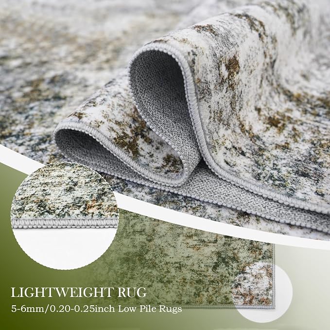 Abstract 10x14 Washable Rug: Modern Non Slip Area Rug Soft Carpet Foldable - Image 5