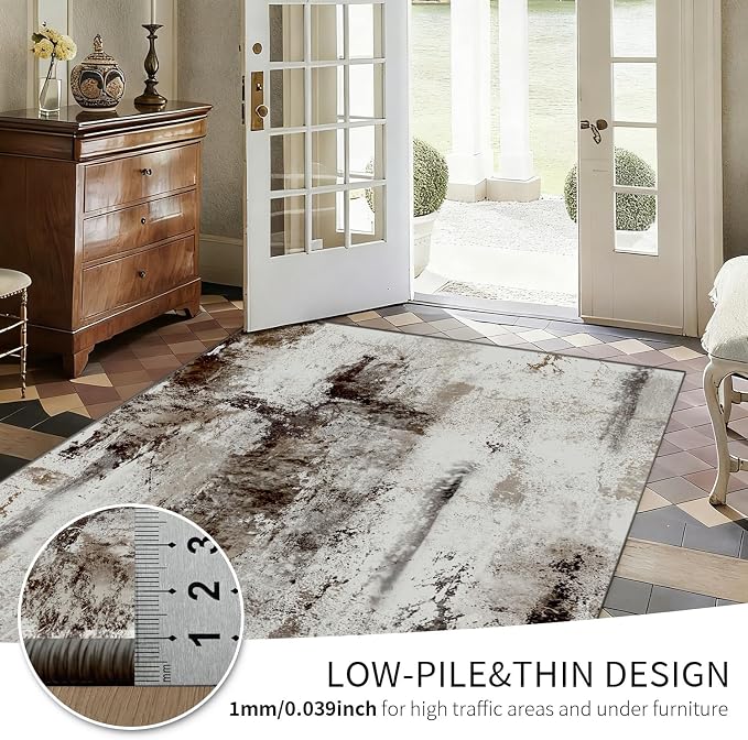 5x7 Area Rugs for Living Room, Modern Abstract Washable Rug, Boho Non Slip Low - Image 6
