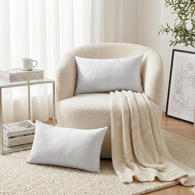 Thmyo 4-Pack 100% Cotton Lumbar Comfortable Solid Decorative Throw Pillow Case - Image 2