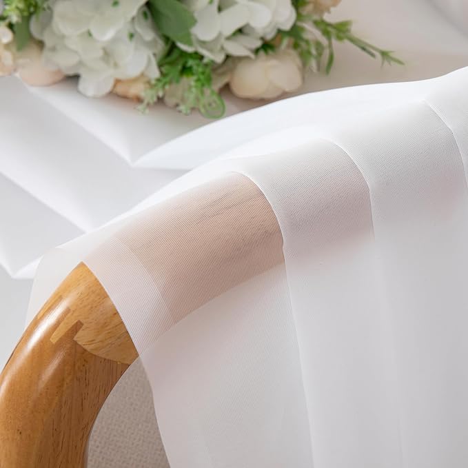 Lecloud White Sheer Curtains 45 Inch Long 2 Panels, Short Voile Drapes - Image 7