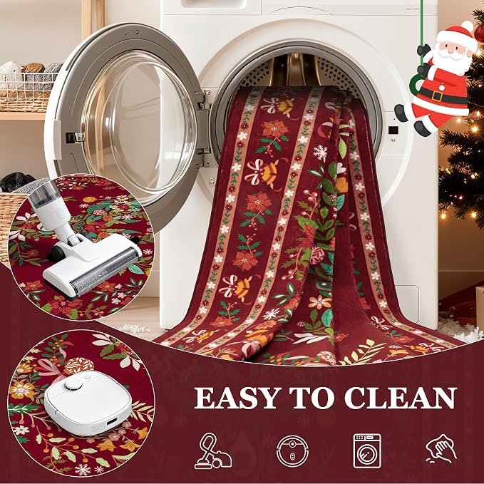 8x10 Area Rugs Living Room Rug: Christmas Washable Rug Floral Soft Carpet - Image 6