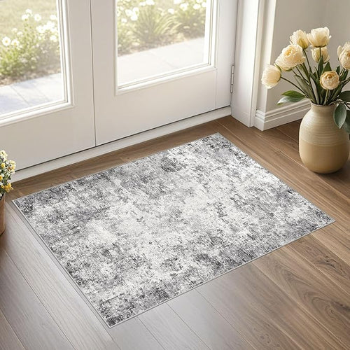 2x3 Entryway Area Rug: Washable Neutral Modern Abstract Small Rug by UERMEI