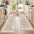 LOKHOM Washable Kitchen Rugs Sets of 3, Non Slip Floral Kitchen Mats by LOKHOM