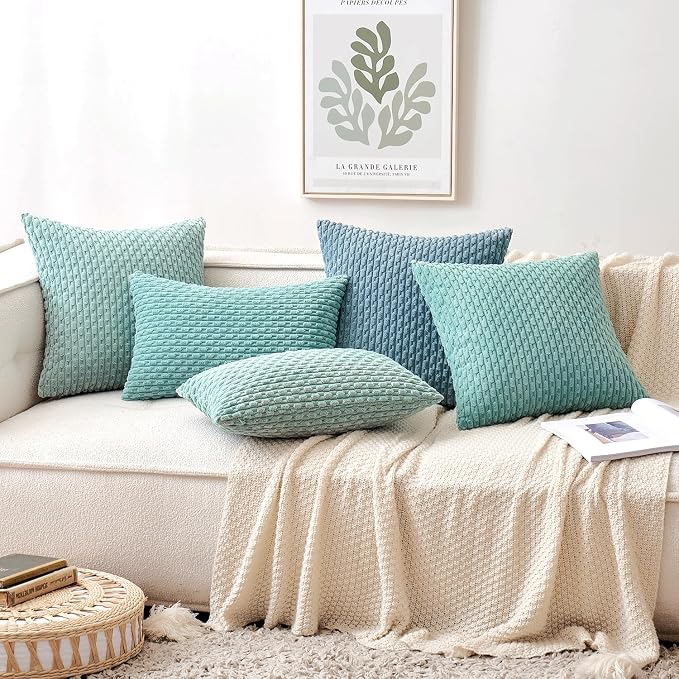 MIULEE Pack of 2 Decorative Throw Pillow Covers 18x18 Inch Soft Boho Striped - Image 4