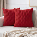 MIULEE Red Throw Pillow Covers Soft Corduroy Decorative Eruo Sham Set of 2 Boho by MIULEE
