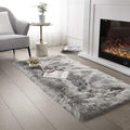 SERISSA Soft Fluffy Rug Grey Faux Sheepskin Fur Rug Shaggy Area Rug by SERISSAHomeDecorCollection