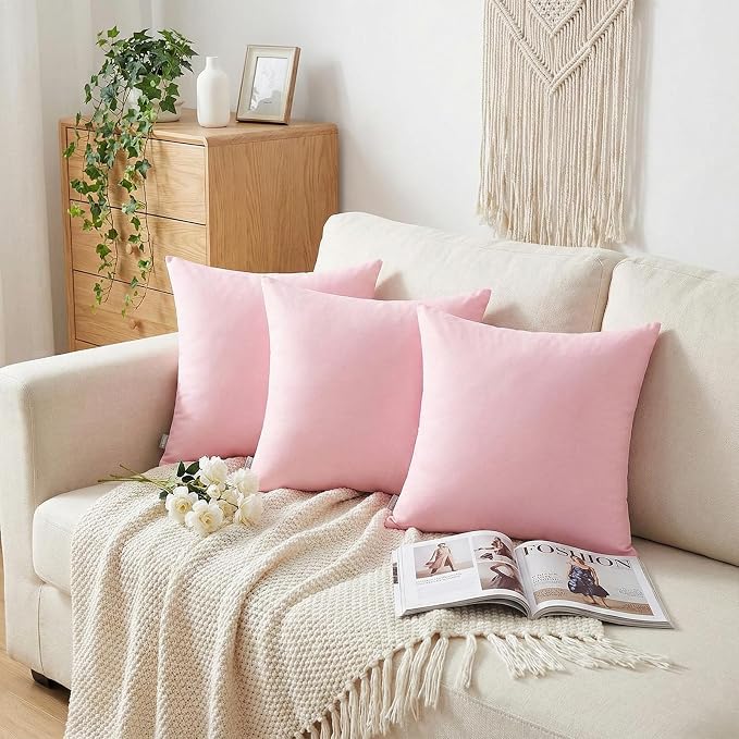 Thmyo 4-Pack 100% Cotton Comfortable Solid Decorative Throw Pillow Case Square - Image 3