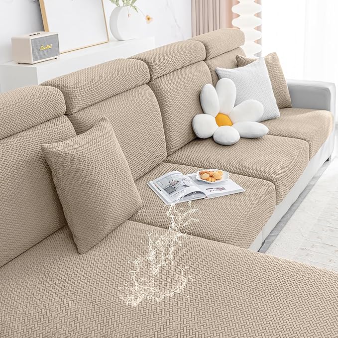 Smiry Waterproof Couch Cushion Covers, Stretch Jacquard Sectional Couch Covers by Smiry
